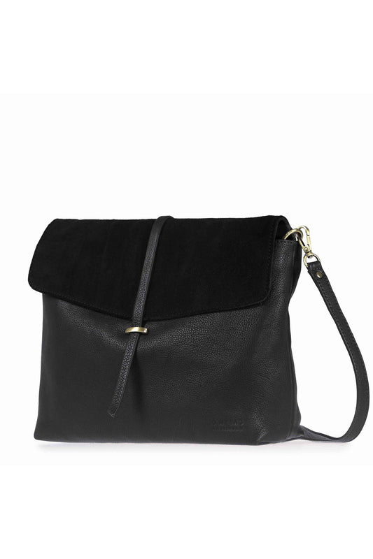 Shop ella black black soft grain leather by O My Bag on thegreenlabels
