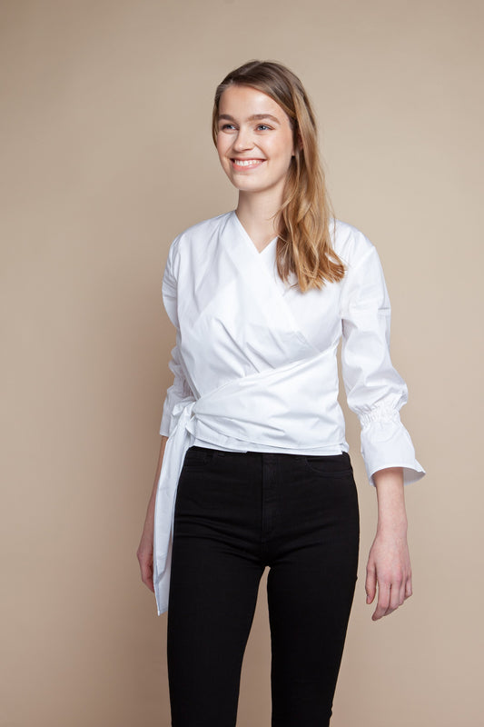 shop esra wrap top white by Signe at thegreenlabels