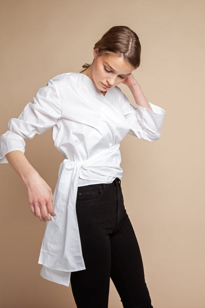 shop esra wrap top white by Signe at thegreenlabels