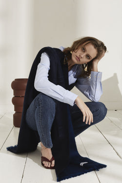 shop woven scarf royal blue by alpaca loco at thegreenlabels