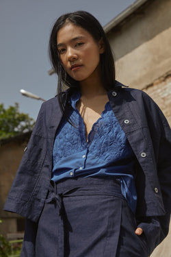 tamar azure blue top by Frisur on thegreenlabels