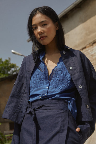 tamar azure blue top by Frisur on thegreenlabels