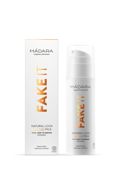 fake it natural self tan milk by Mádara on thegreenlabels.com