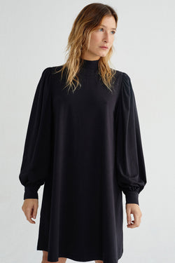 Shop flora black dress by Thinking Mu at thegreenlabels