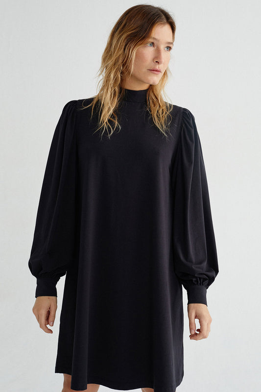 Shop flora black dress by Thinking Mu at thegreenlabels