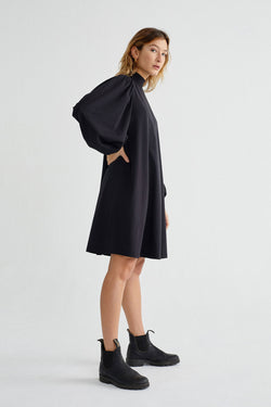 Shop flora black dress by Thinking Mu at thegreenlabels