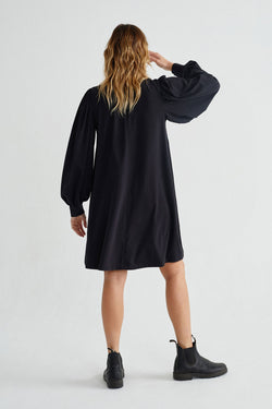 Shop flora black dress by Thinking Mu at thegreenlabels