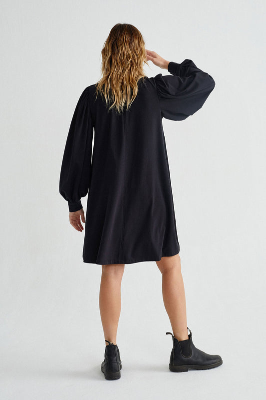 Shop flora black dress by Thinking Mu at thegreenlabels