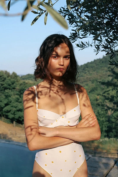 Shop gabrielle reversible bikini in dots by Clo Stories on thegreenlabels.com