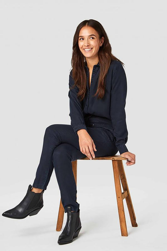 shop stephanie jumpsuit blue black by Kings Of Indigo at thegreenlabels.com
