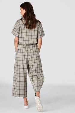 Shop rosalina jumpsuit beige check by Kings Of Indigo on thegreenlabels