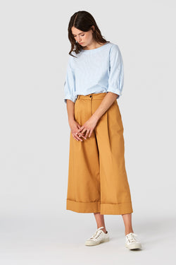 Shop taliesin blouse sky blue stripe by Kings Of Indigo on thegreenlabels