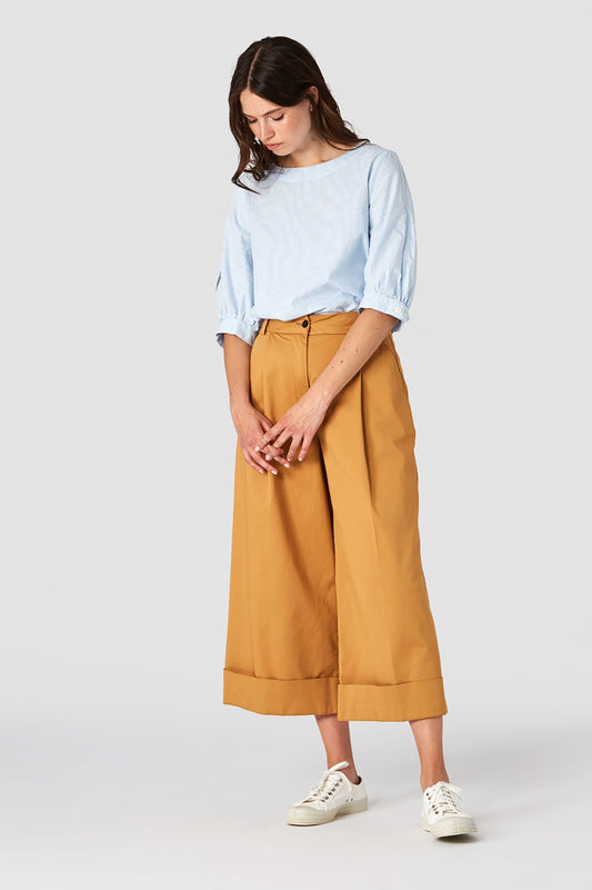 Shop taliesin blouse sky blue stripe by Kings Of Indigo on thegreenlabels