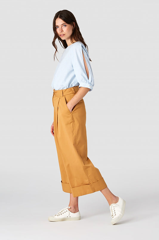 Shop taliesin blouse sky blue stripe by Kings Of Indigo on thegreenlabels