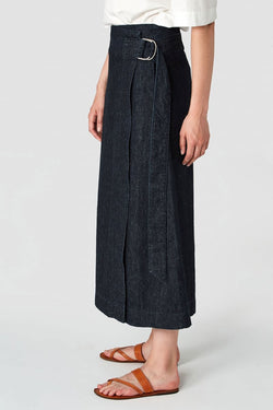 Shop leia skirt dark hemp rinse by Kings Of Indigo on thegreenlabels