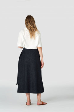 Shop leia skirt dark hemp rinse by Kings Of Indigo on thegreenlabels