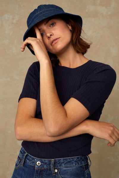 shop kuroda top navy by kings of indigo at thegreenlabels