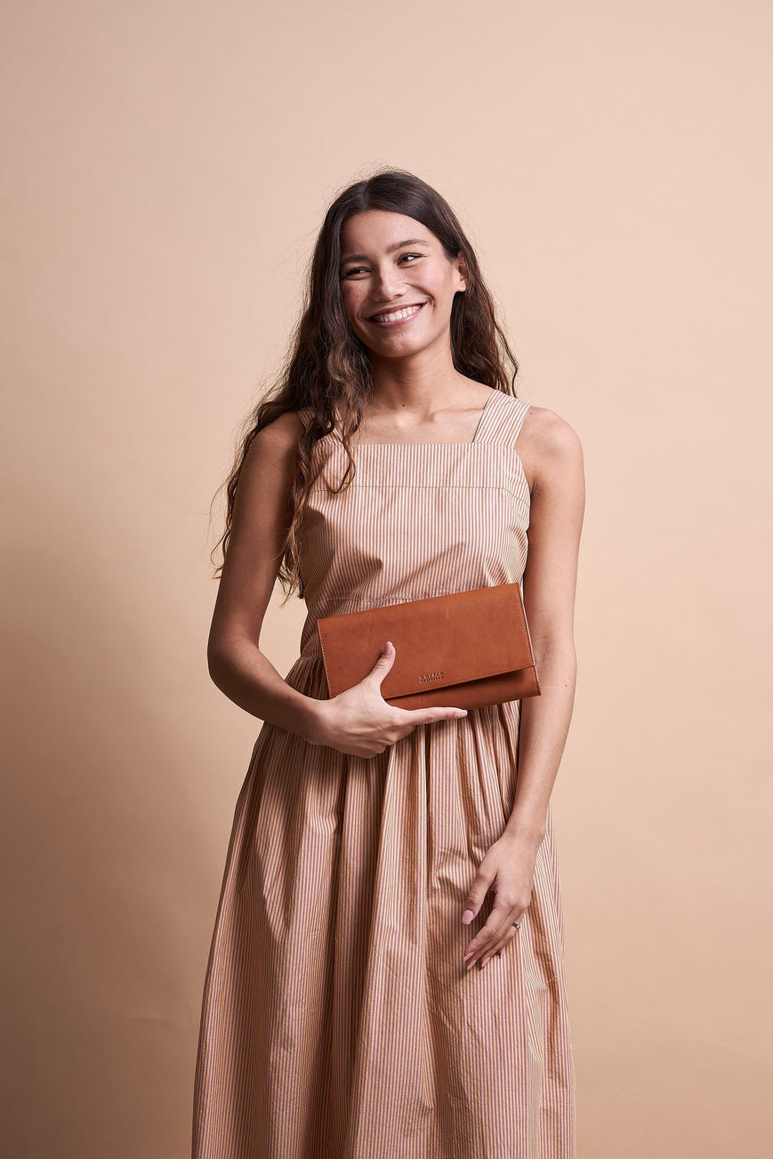 kirsty clutch cognac by O My Bag at thegreenlabels.com