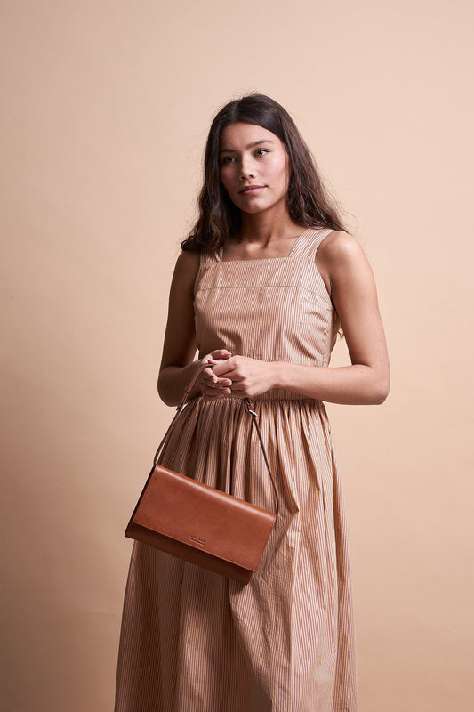 kirsty clutch cognac by O My Bag at thegreenlabels.com