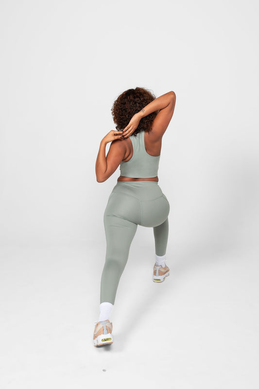 shop compressive high-rise legging agave by girlfriend collective at thegreenlabels