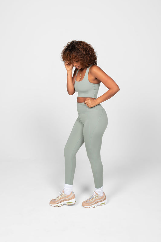 shop compressive high-rise legging agave by girlfriend collective at thegreenlabels