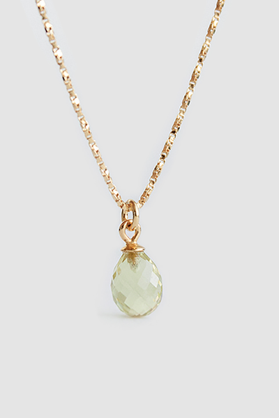 lemon quartz necklace gold by Neinties on thegreenlabels