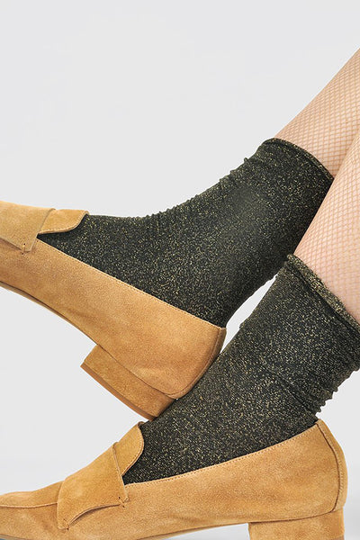 lisa lurex socks gold by Swedish Stockings on thegreenlabels.com