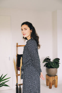 shop nalini maxi dress animal dot by J-LAB3L at thegreenlabels