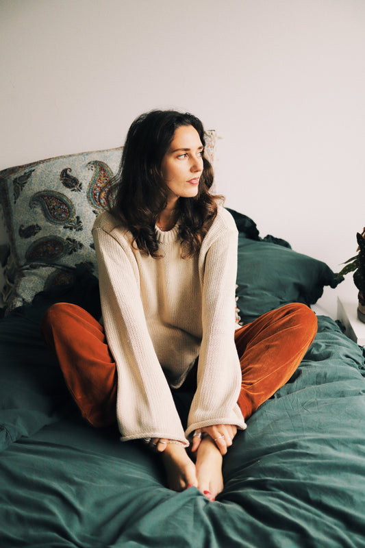 shop sona knit sweater sand by jan n june at thegreenlabels