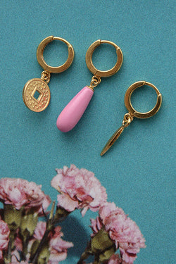 gem drop earring hoop gold <br> by Neinties