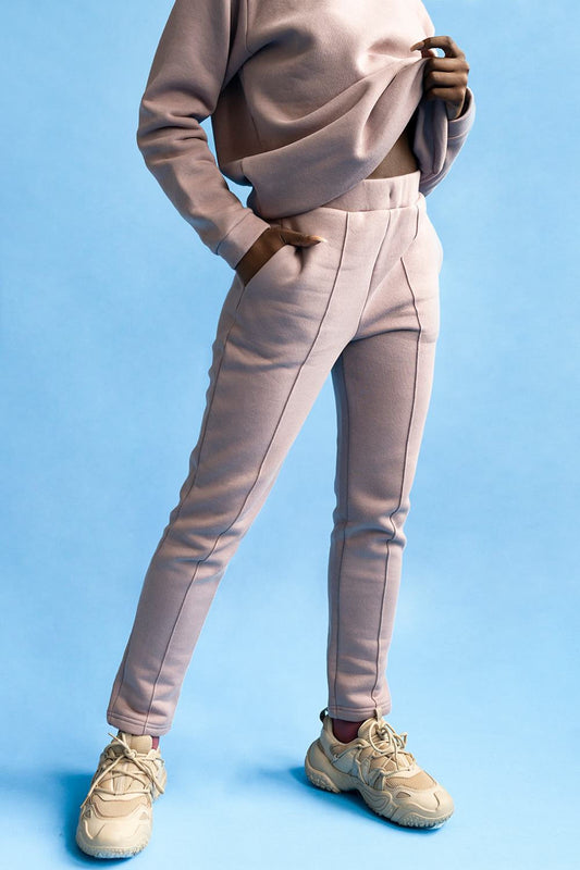 shop dusty rose sweatpants by Capsule Studio at thegreenlabels