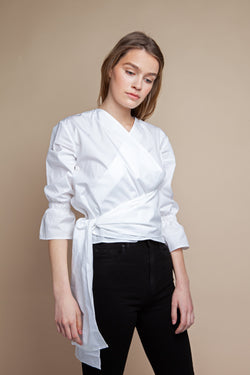 shop esra wrap top white by Signe at thegreenlabels