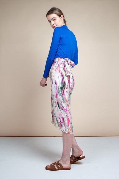 shop wrap skirt aquarelle print by Cossac at thegreenlabels