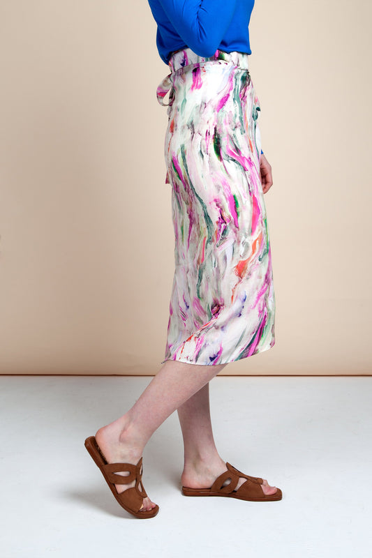 shop wrap skirt aquarelle print by Cossac at thegreenlabels