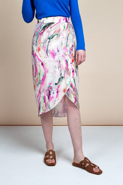 shop wrap skirt aquarelle print by Cossac at thegreenlabels