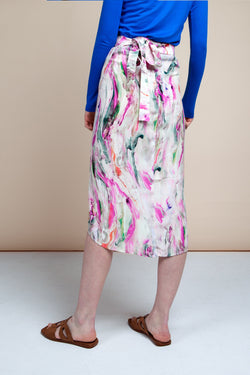 shop wrap skirt aquarelle print by Cossac at thegreenlabels