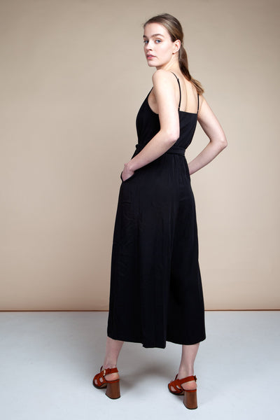 shop culotte jumpsuit black by Cossac at thegreenlabels