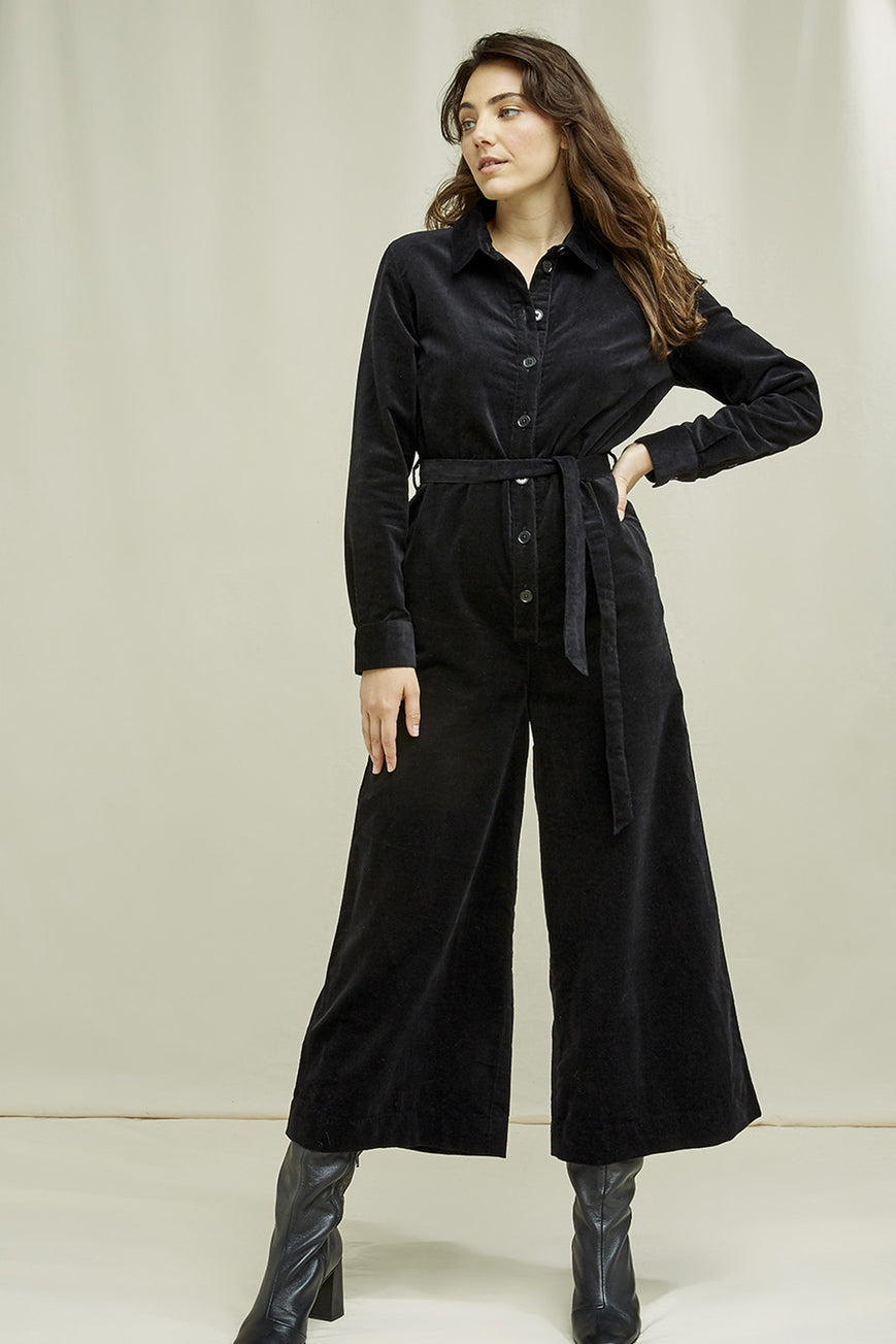 shop mairi velvet boilersuit black by people tree at thegreenlabels
