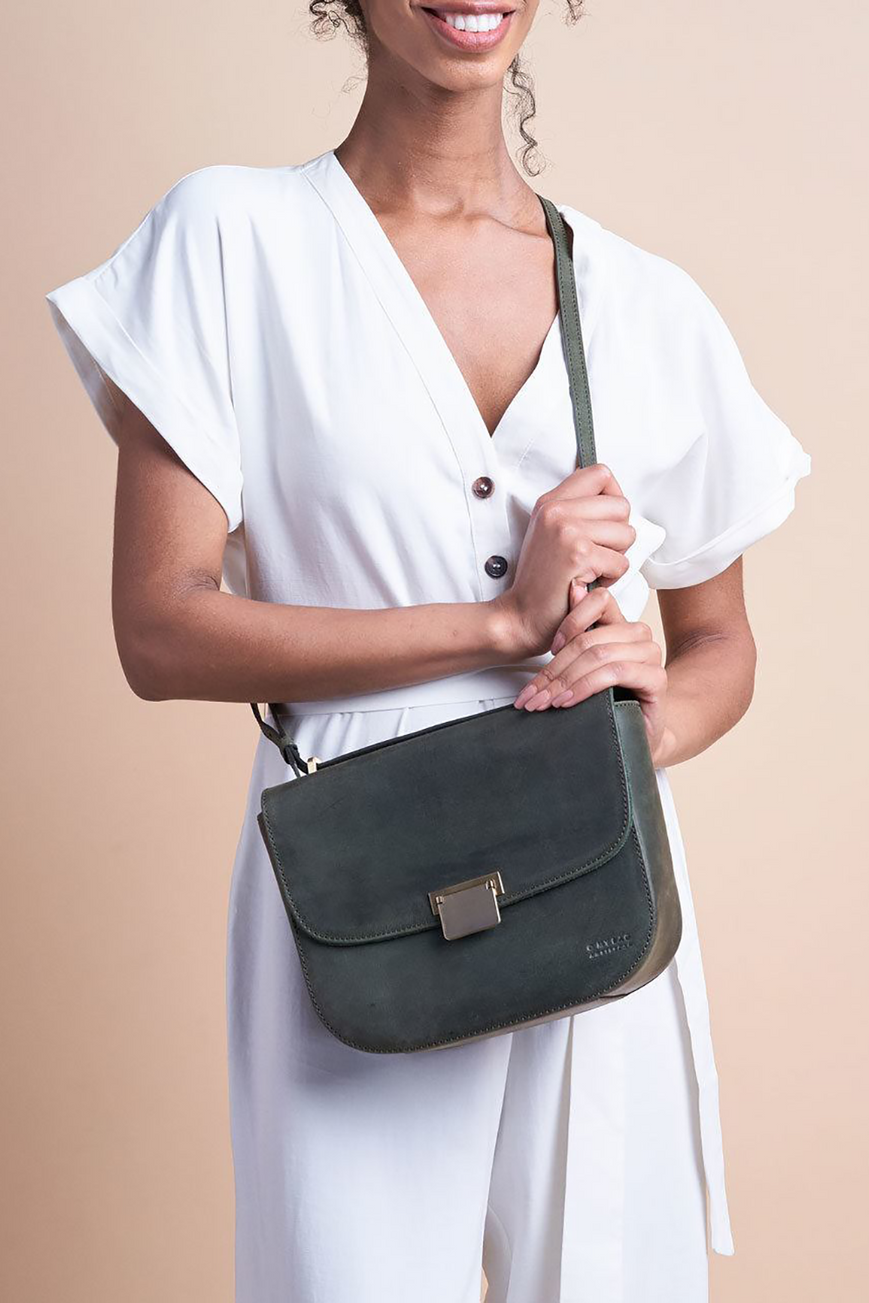 The Meghan green hunter leather by O My Bag on thegreenlabels
