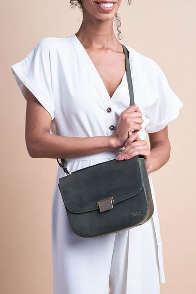 The Meghan green hunter leather by O My Bag on thegreenlabels