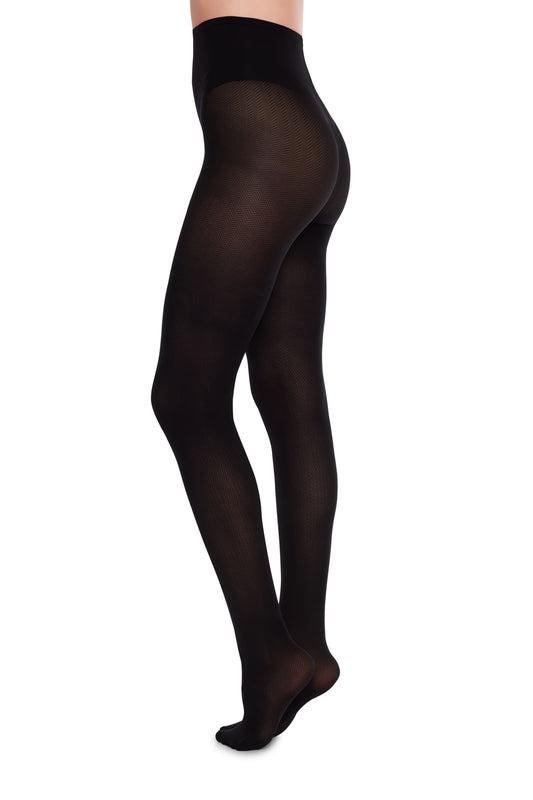 nina fishbone stockings tights black by Swedish Stockings