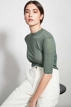 nina dark mint ribbed top by JAN’N JUNE on thegreenlabels.com