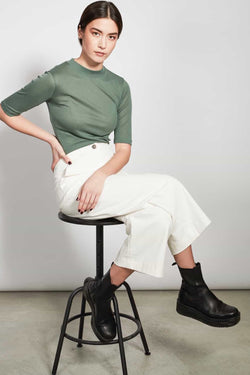 nina dark mint ribbed top by JAN’N JUNE on thegreenlabels.com
