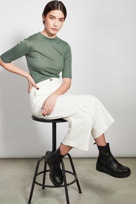nina dark mint ribbed top by JAN’N JUNE on thegreenlabels.com