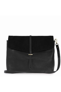 Shop ella black black soft grain leather by O My Bag on thegreenlabels