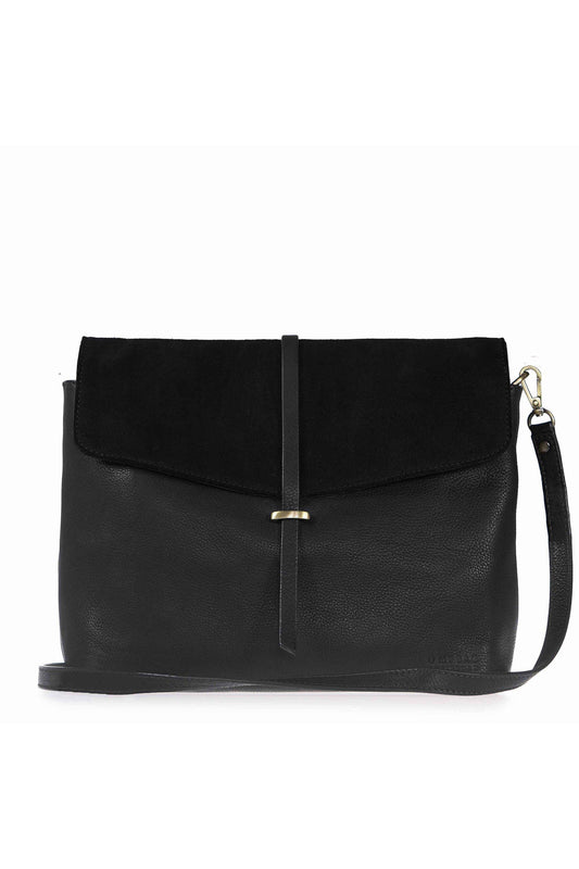 Shop ella black black soft grain leather by O My Bag on thegreenlabels
