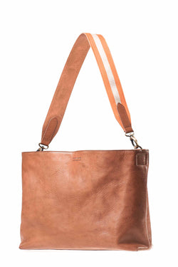 olivia horizontal shopper cognac by O My Bag on thegreenlabels