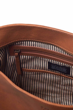 olivia horizontal shopper cognac by O My Bag on thegreenlabels