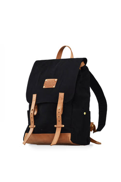 Shop mau's backpack black canvas & eco camel by O My Bag on thegreenlabels.com