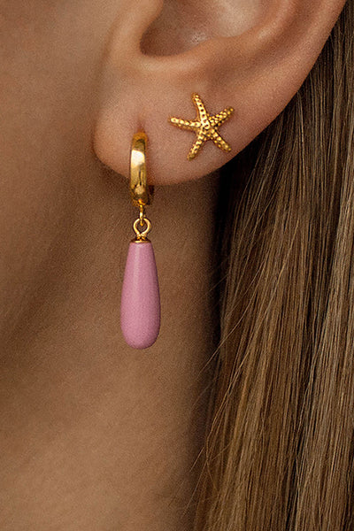 gem drop earring hoop gold <br> by Neinties